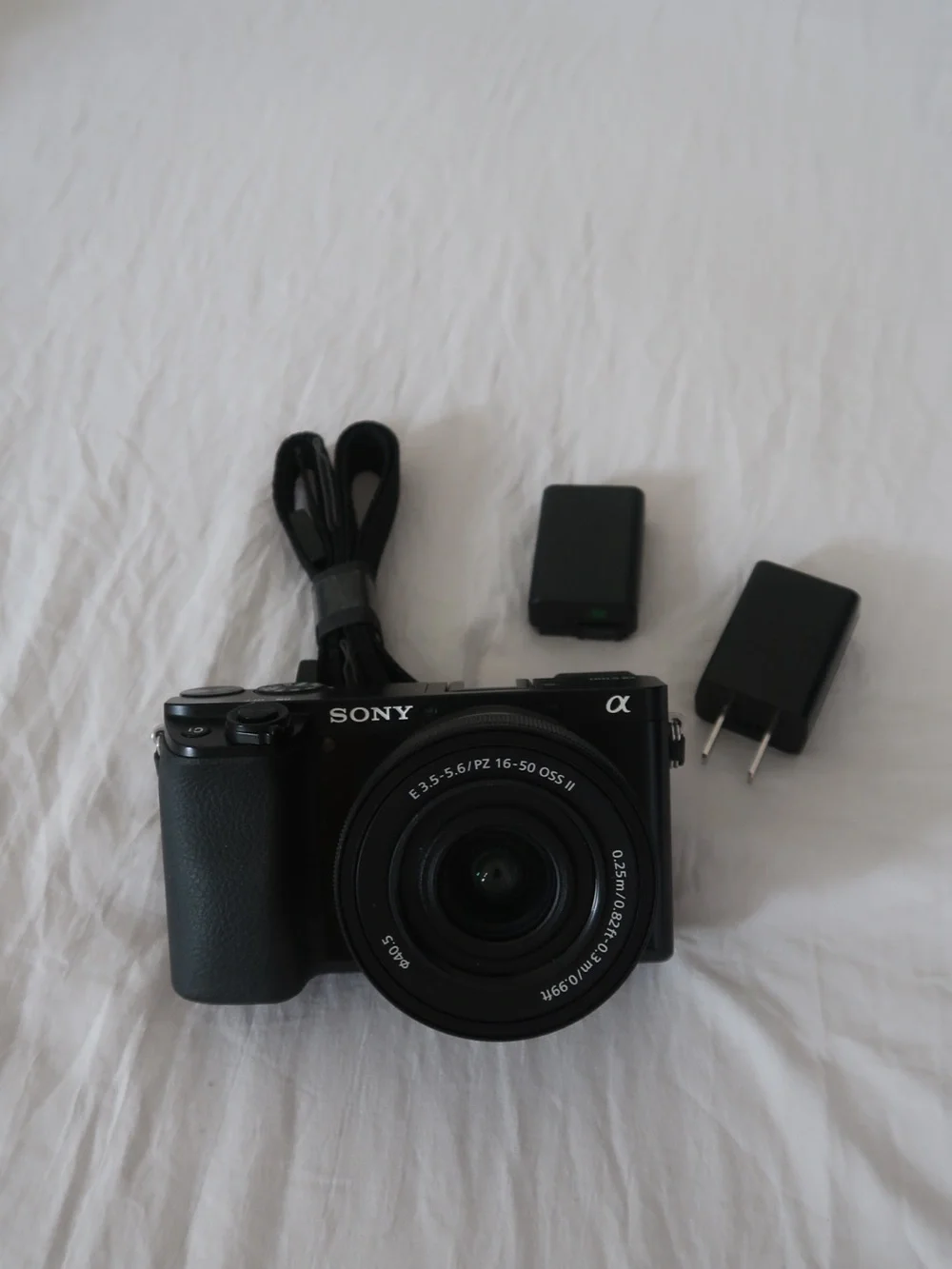 Sony Black Mirrorless Alpha Camera with 16-50mm Lens and Accessories